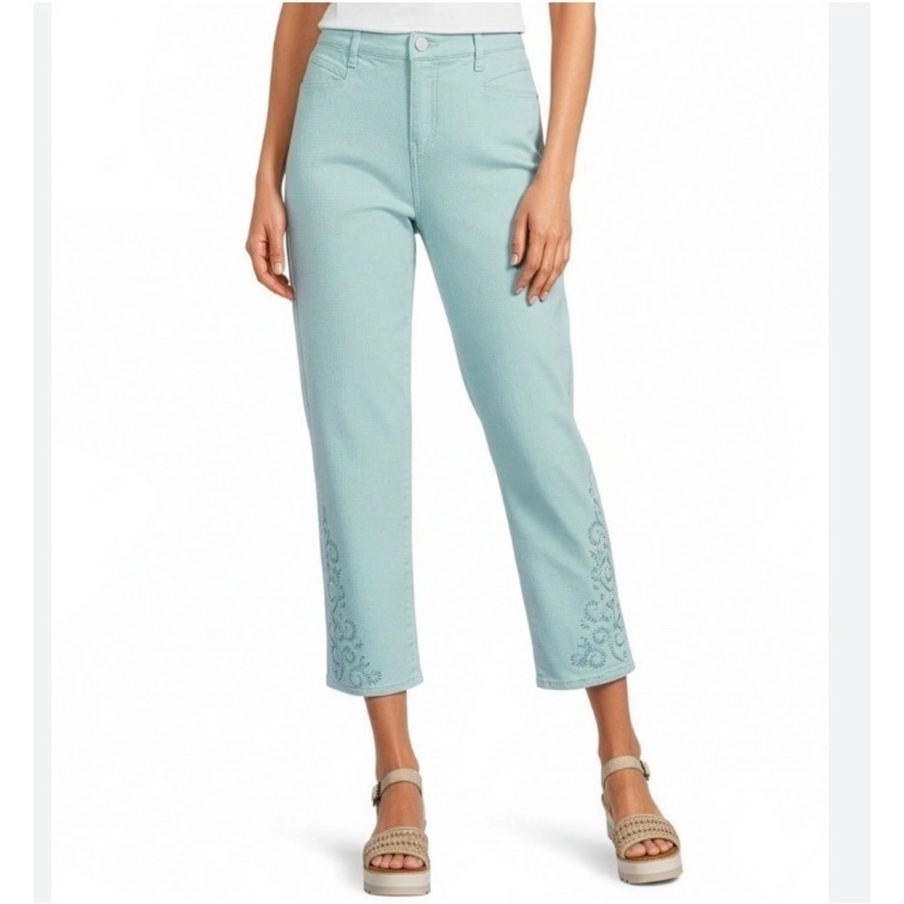Code Bleu Classic Capri Jeans Womens 4 Mint Green All Day Flex Stretch Cropped